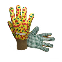 Florale bedruckte Baumwollbohrmaschine mit Mini -PVC -Punkten Blumengartenhandschuhe Schnellhandschuhe